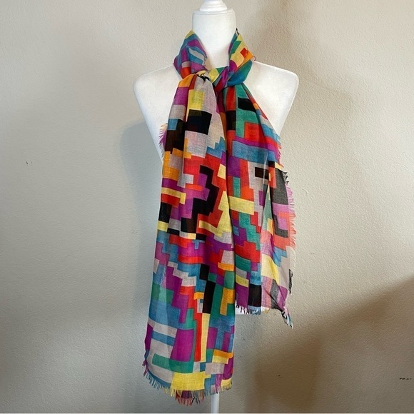 Multicolor Funky Artsy Rainbow Lightweight Scarf Wrap - Picture 1 of 3